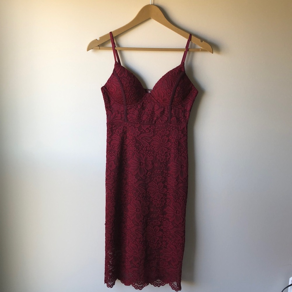 Lacey Bodycon Mini Dress, Windsor, Maroon, Size Small